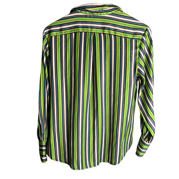 Free People Striped Button Down Shirt Green Multi Size S - Picture 2 of 3